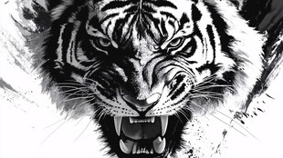 霸气猛虎黑白艺术肖像