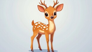 可爱小鹿卡通形象插画