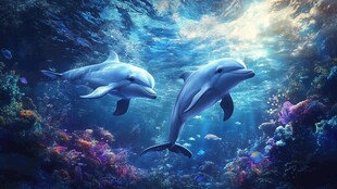 双海豚畅游梦幻海底世界