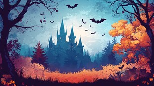 魔幻秋景中的神秘古堡