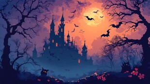 梦幻万圣夜城堡奇幻景象