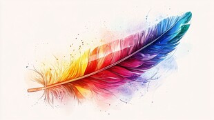 五彩斑斓水彩羽毛艺术图