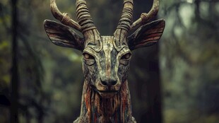 神秘木雕羚羊头像