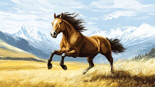 旷野骏马奔腾 尽显自由之美