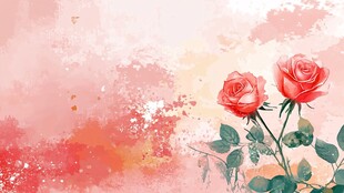 浪漫玫瑰水彩风背景图