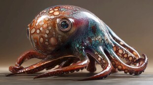 彩色逼真章鱼雕塑艺术品