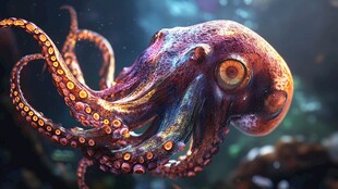 梦幻多彩的深海章鱼