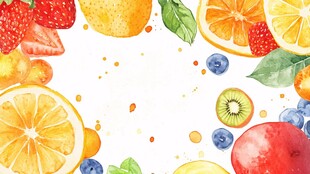 缤纷水果水彩画背景图