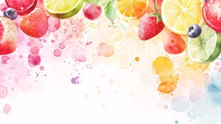 水彩风缤纷水果背景图