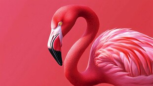 粉红火烈鸟的优雅姿态