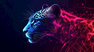 炫彩科技风猎豹头部特写