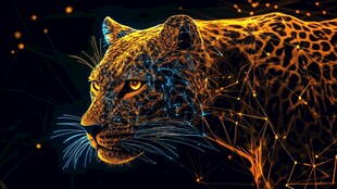 科技感霓虹猎豹头部特写