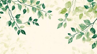 清新绿叶水彩背景图