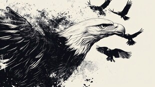 水墨风格展翅雄鹰图