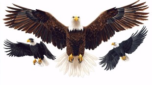 三只展翅翱翔的雄鹰