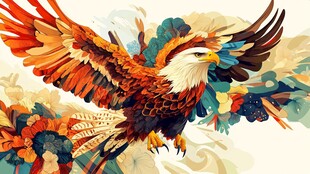 展翅翱翔的多彩雄鹰