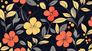 黑色背景花卉图案设计