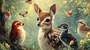 小鹿与鸟儿的森林奇遇