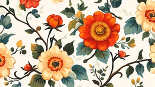 复古花卉图案背景纹理