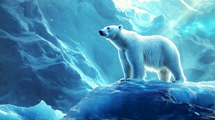 北极冰原上的孤独北极熊