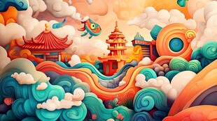 梦幻国风建筑奇幻景观