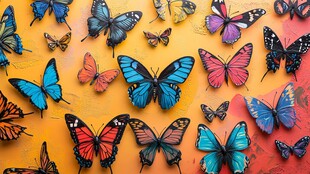 多彩蝴蝶汇聚的绚丽画面