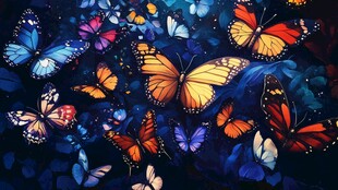 梦幻蝶群共舞绚丽图景