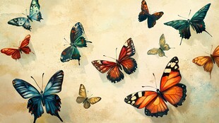 多彩蝴蝶群飞梦幻画面