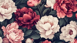 繁花似锦的多彩芍药图案