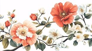 花卉装饰图案 绚烂花朵绽放