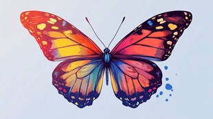 多彩梦幻蝴蝶插画