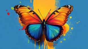 色彩斑斓的梦幻蝴蝶插画