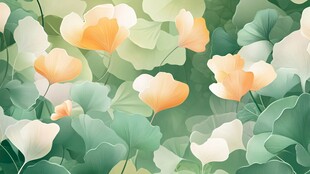 清新花卉绿叶插画背景