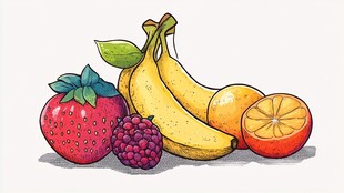缤纷水果组合插画