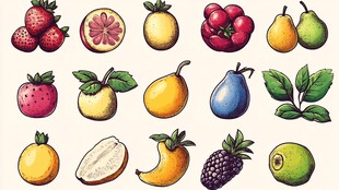 多样手绘水果集合