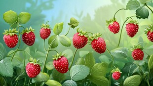 田园中成熟饱满的红草莓
