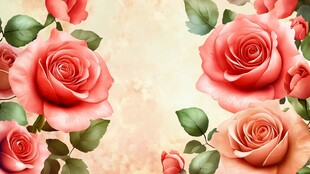 复古风粉色玫瑰花卉背景