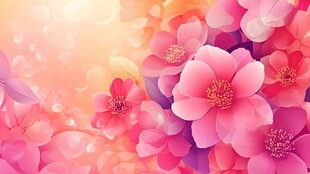 梦幻粉色花卉背景图