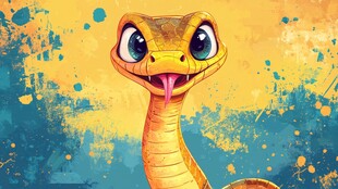 可爱卡通蛇形象插画