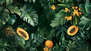 热带丛林中的水果与绿植