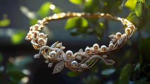 奢华珍珠钻石金质项链