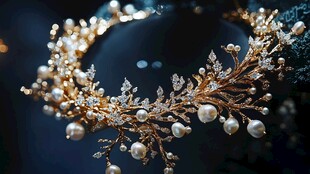 奢华珍珠钻石新娘头饰