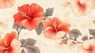 鲜艳扶桑花花卉图案背景