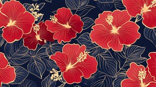 红扶桑花卉图案背景图