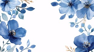 蓝色花卉边框装饰图案