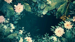 夏日花卉绿植环绕背景