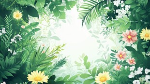 夏日清新绿植花卉风景图