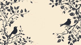 枝头双鸟简约装饰图