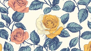 复古风玫瑰花卉图案设计