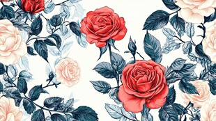 玫瑰花卉无缝图案设计